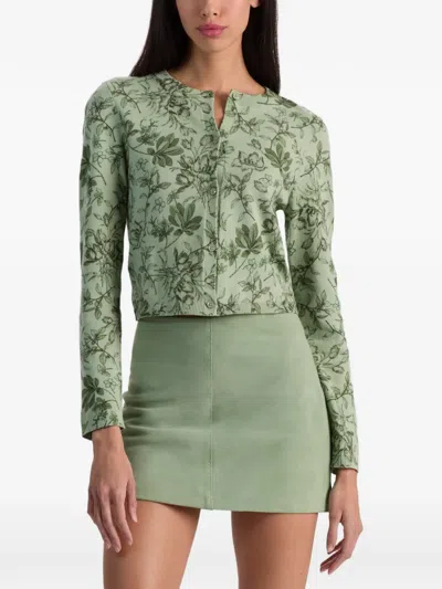 Alice And Olivia Dollie Cardigan Mystic Garden Sage In Green