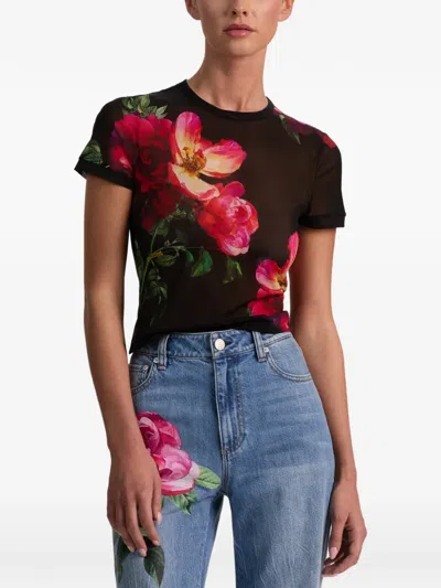 Alice And Olivia Tess Crew Neck Tee In Black