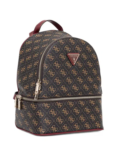 Guess Usa Monogram Zip Backpack In Brown
