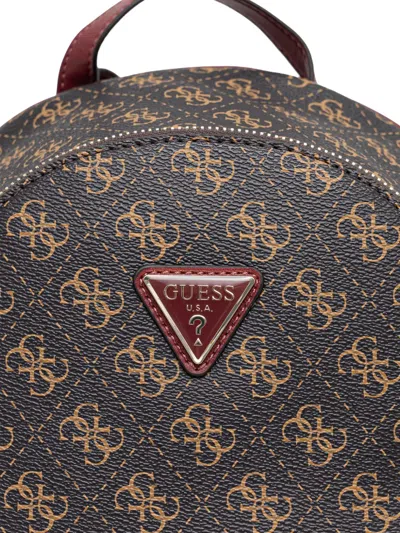 Guess Usa Monogram Zip Backpack In Brown