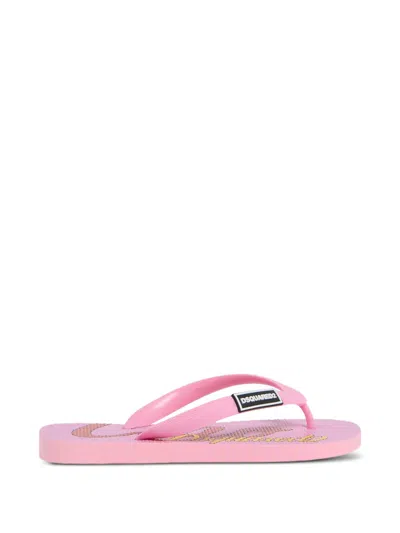 Dsquared2 Logo-detail Flip Flops In Pink