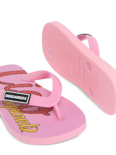 Dsquared2 Logo-detail Flip Flops In Pink