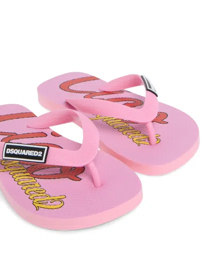 Dsquared2 Logo-detail Flip Flops In Pink