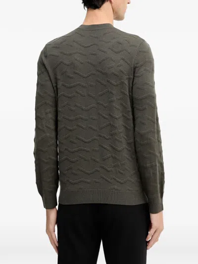 Armani Exchange Patterned Crew-neck Sweater In Green