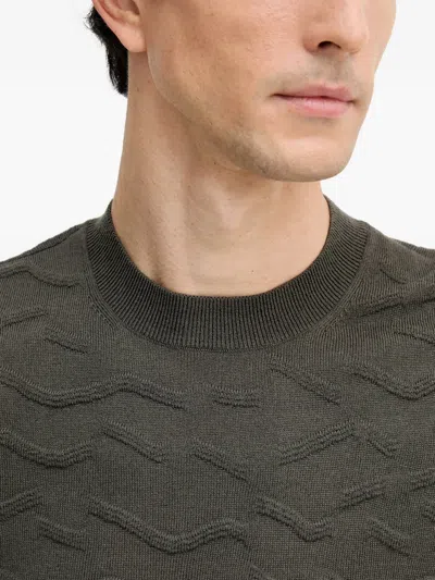 Armani Exchange Patterned Crew-neck Sweater In Green