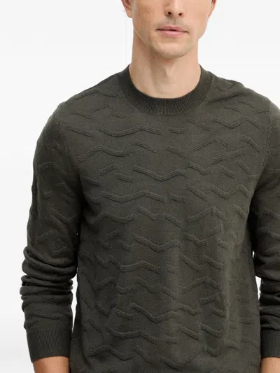 Armani Exchange Patterned Crew-neck Sweater In Green