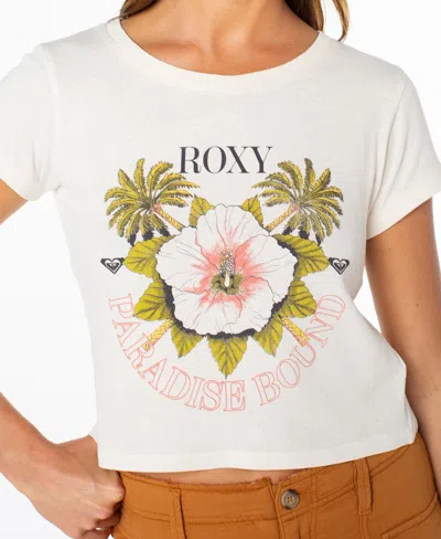 Roxy In Bloom Crop Cotton Graphic T-shirt In White