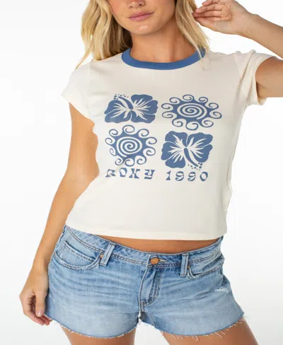 Roxy Hibiscus Swirl 90s Baby Tee In White