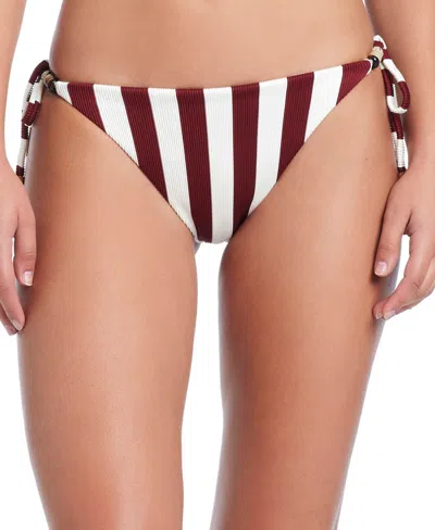 Red Carter Side Tie Bikini Bottom In Burgundy