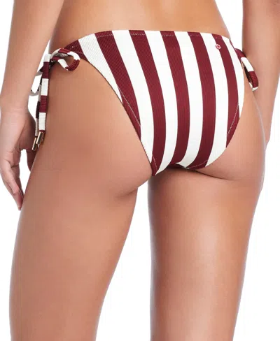 Red Carter Side Tie Bikini Bottom In Burgundy