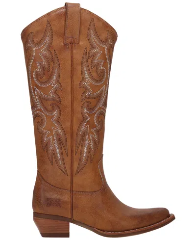 Frye And Co Womens Irlene Stacked Heel Cowboy Boots In Brown