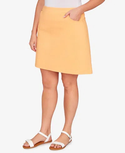 Hearts Of Palm Plus Size Solid Tech Stretch Pull On Skirt In Yellow