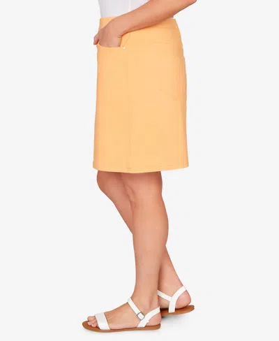 Hearts Of Palm Plus Size Solid Tech Stretch Pull On Skirt In Yellow