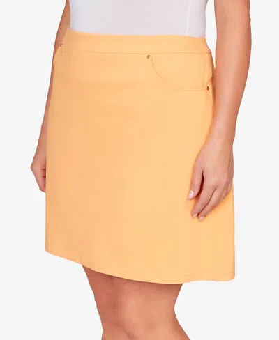 Hearts Of Palm Plus Size Solid Tech Stretch Pull On Skirt In Yellow