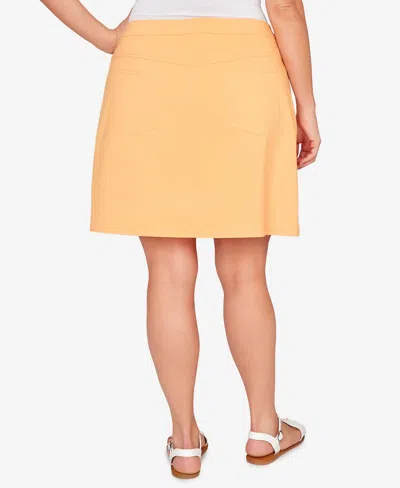 Hearts Of Palm Plus Size Solid Tech Stretch Pull On Skirt In Yellow