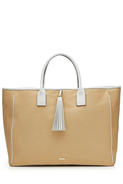 Melissa Odabash Barbados Canvas And Leather Tote In Beige