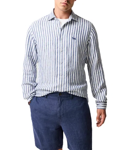 Rodd & Gunn Seadown Original Fit Stripe Linen Button-up Shirt In Blue