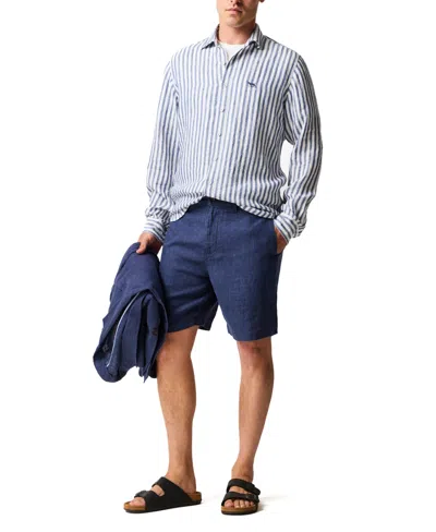 Rodd & Gunn Seadown Original Fit Stripe Linen Button-up Shirt In Blue