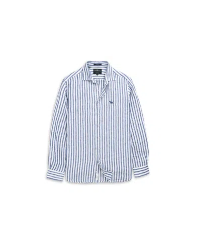 Rodd & Gunn Seadown Original Fit Stripe Linen Button-up Shirt In Blue