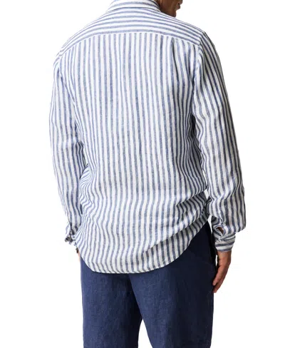Rodd & Gunn Seadown Original Fit Stripe Linen Button-up Shirt In Blue