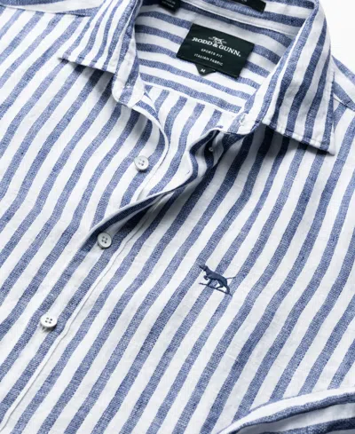Rodd & Gunn Seadown Original Fit Stripe Linen Button-up Shirt In Blue