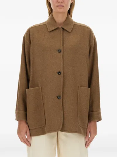 Max Mara Eligio Patch-pocket Coat In Brown
