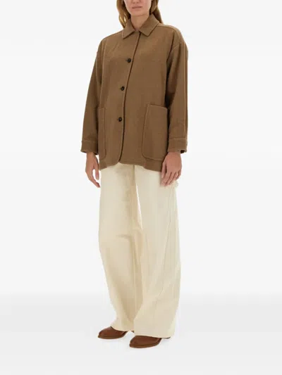 Max Mara Eligio Patch-pocket Coat In Brown