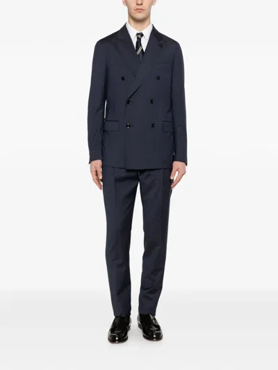 Lardini Double-breasted Suit In Blue
