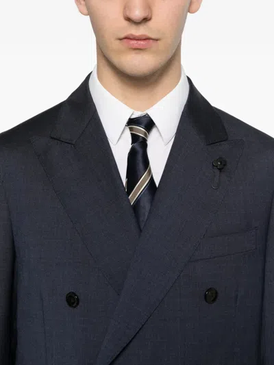 Lardini Double-breasted Suit In Blue