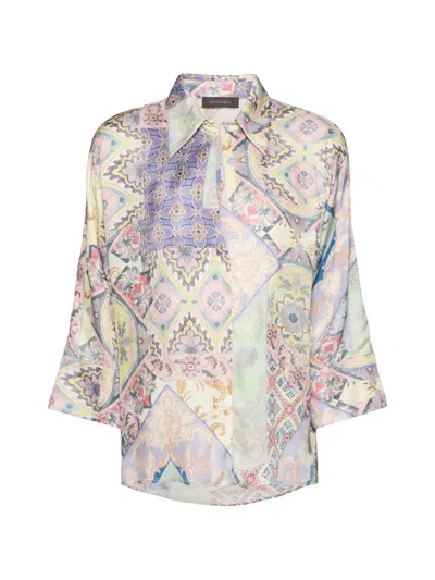 Elena Miro' Patchwork Patterned Shirt In Multi
