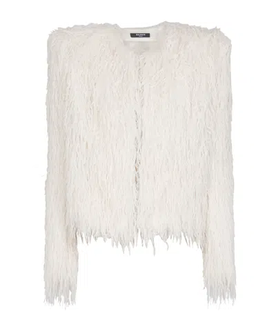 Balmain Fringed Jacket In White
