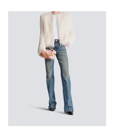 Balmain Fringed Jacket In White