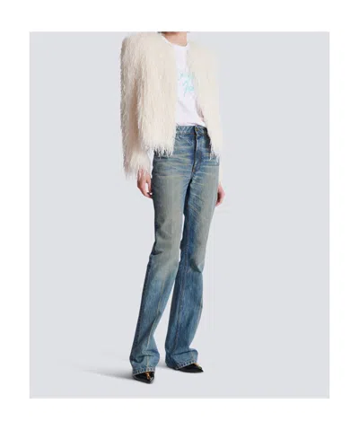 Balmain Fringed Jacket In White