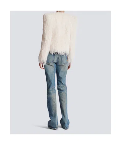Balmain Fringed Jacket In White