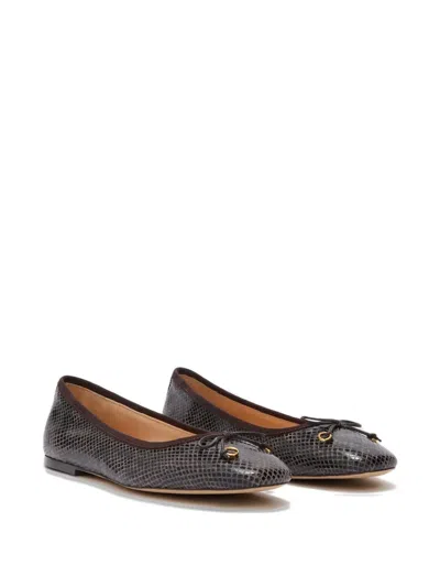 Odissi Lou Python-print Leather Ballet Flats In Brown
