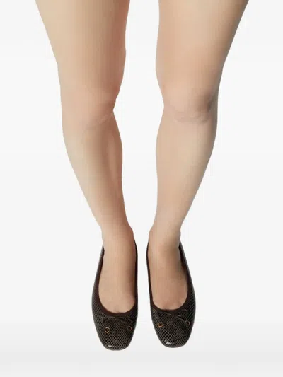 Odissi Lou Python-print Leather Ballet Flats In Brown