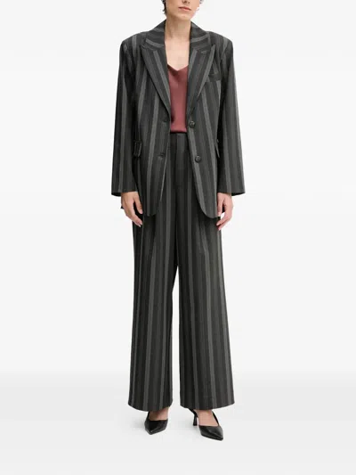 Mos Mosh Striped Button Blazer In Gray