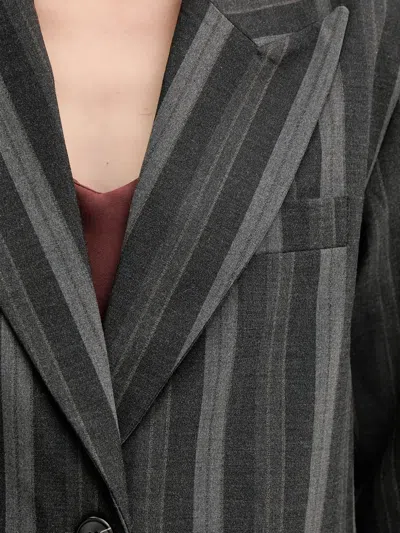 Mos Mosh Striped Button Blazer In Gray