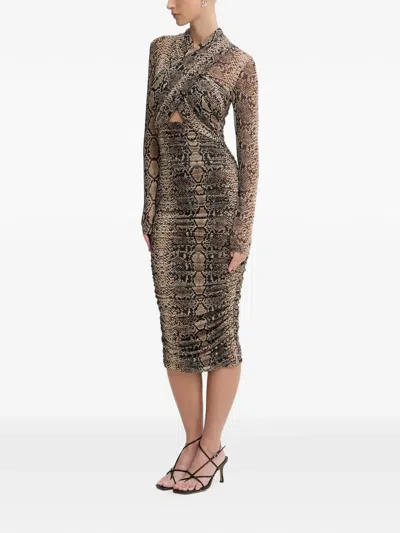 Bardot Aliyah Printed Midi Dress In Brown