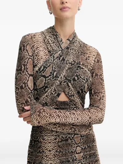 Bardot Aliyah Printed Midi Dress In Brown