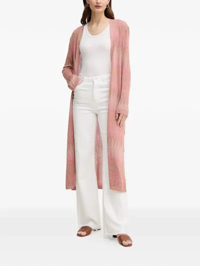 Ouí Belted Patterned Cardigan In Pink