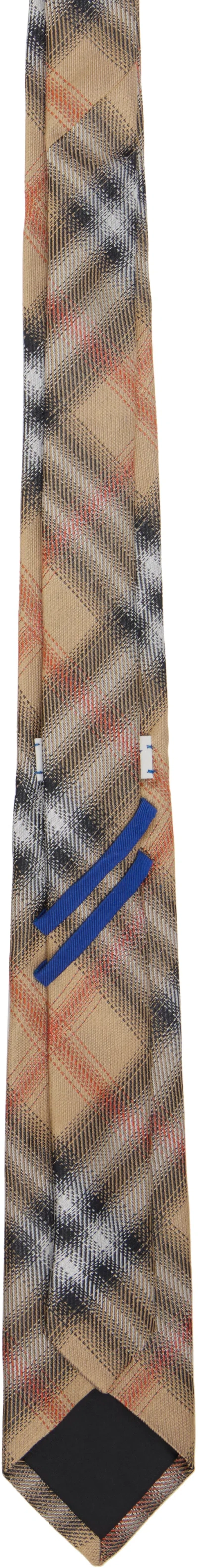 Burberry Beige Check Silk Tie In Multi