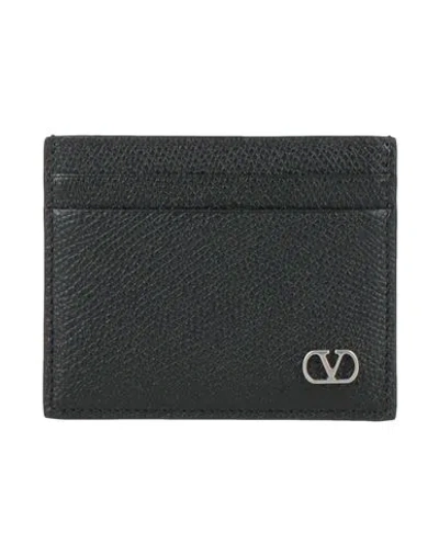 Valentino Garavani Vlogo Signature Garnet Calfskin Card Holder Accessories In Black