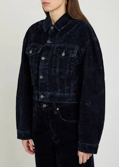 Agolde Buttoned Flap-pocket Jacket In Blue