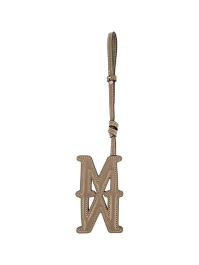 Max Mara Logo Patch Keyring In Brown