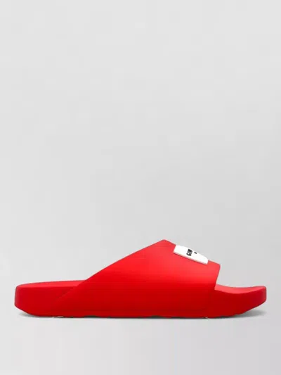 Givenchy Red Polyurethane Label Slide Flat Sandal In Red