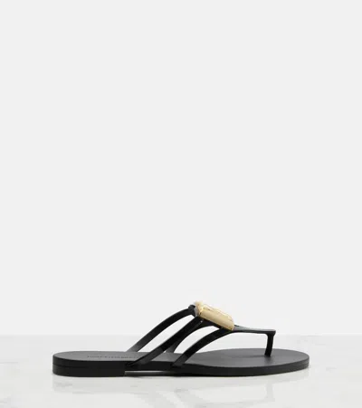 Dolce & Gabbana Black Thong Sandals With Logo Plaque On The Front In Rubber Woman