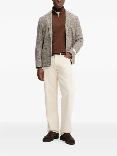 Gant Mens Regular Fit Shield Logo Half Zip Sweatshirt In Brown