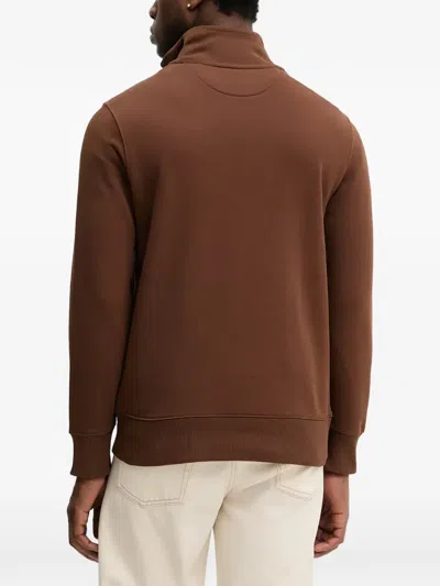 Gant Mens Regular Fit Shield Logo Half Zip Sweatshirt In Brown
