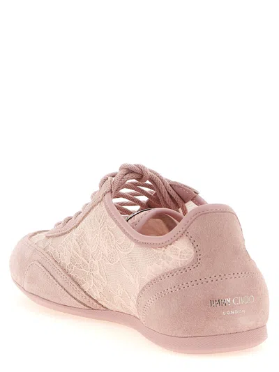 Jimmy Choo Sunny Floral Lace And Suede Trainers In Pink